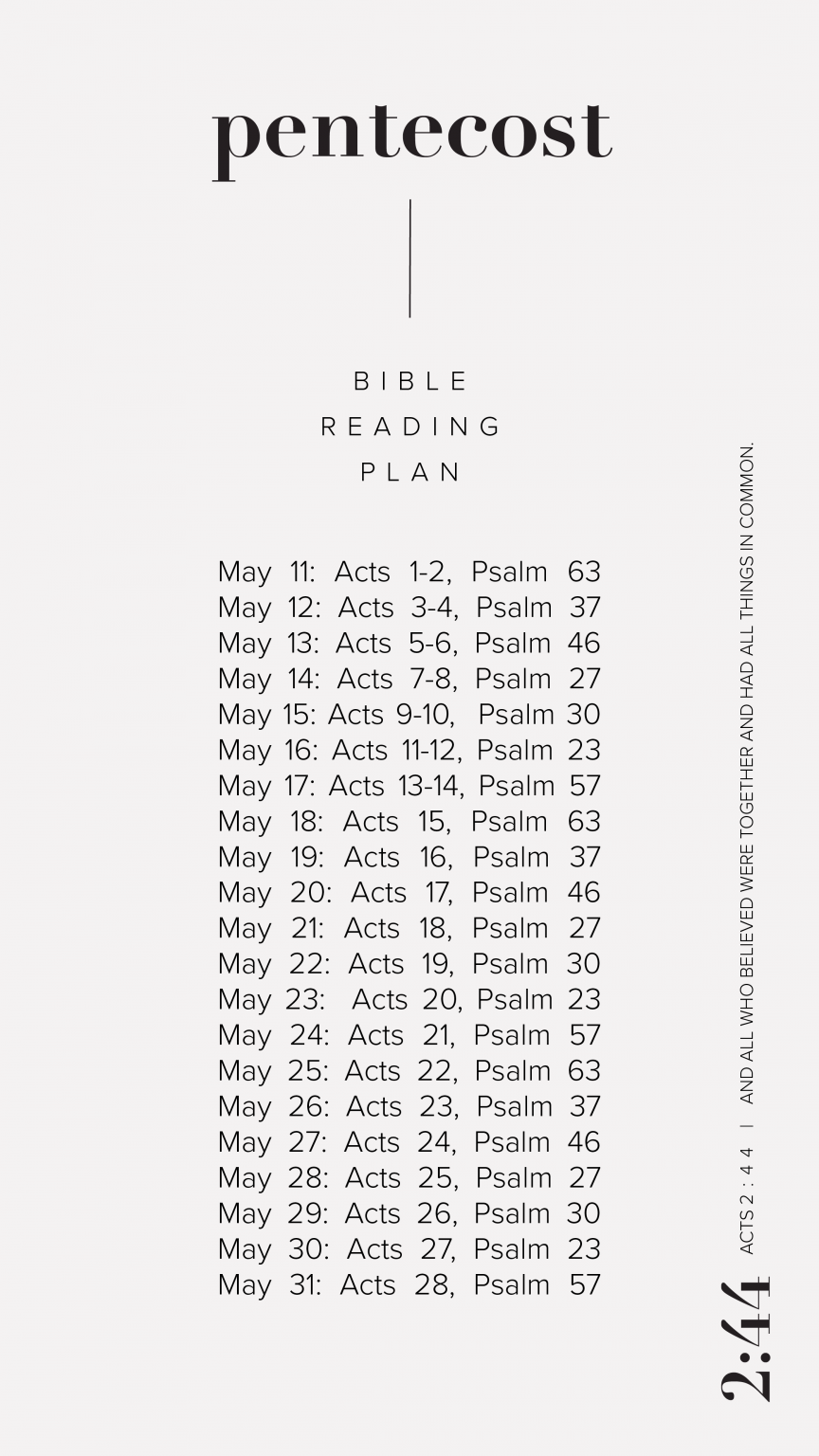 Pentecost Bible Reading Plan River House Ministries